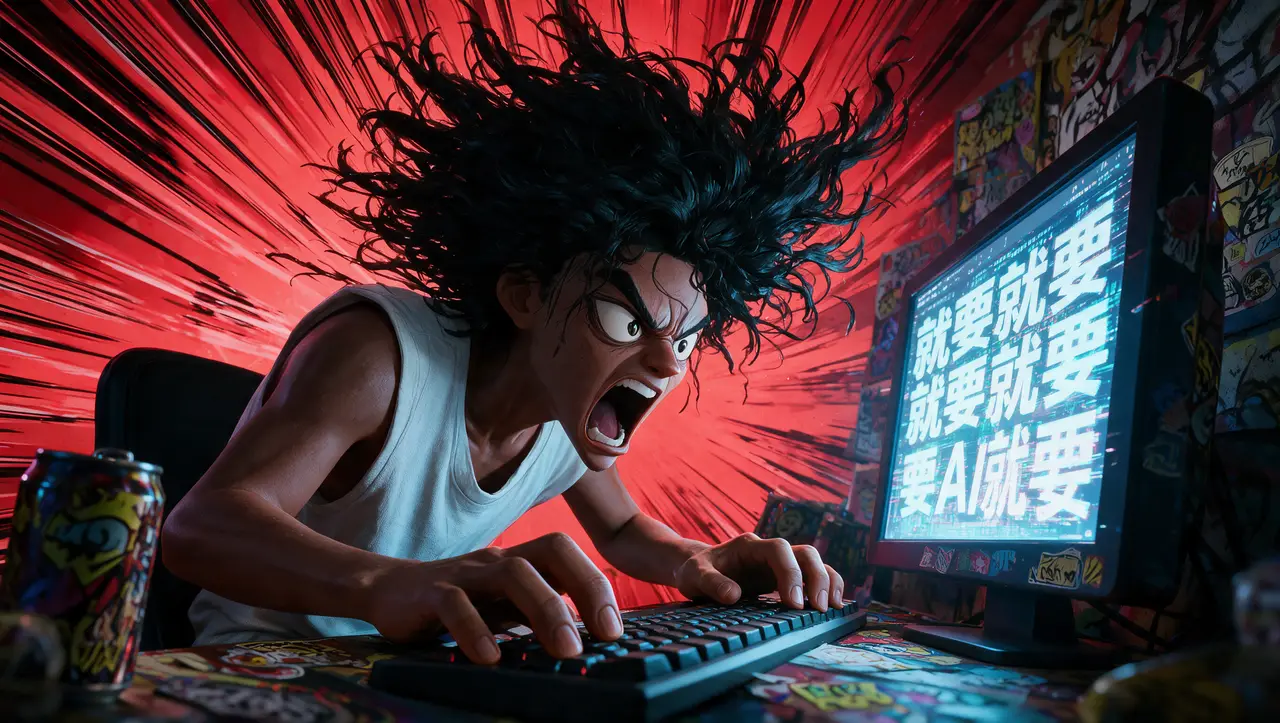 ai时代，偏不这样设计《偏不让AI帮我设计》｜第二段格3-炸毛替换人物屏幕就要乱码