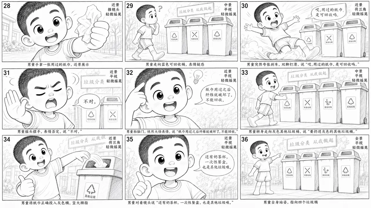 垃圾分类丨小学生课堂|分镜草图-第4张(第4段 其他垃圾+易错点)