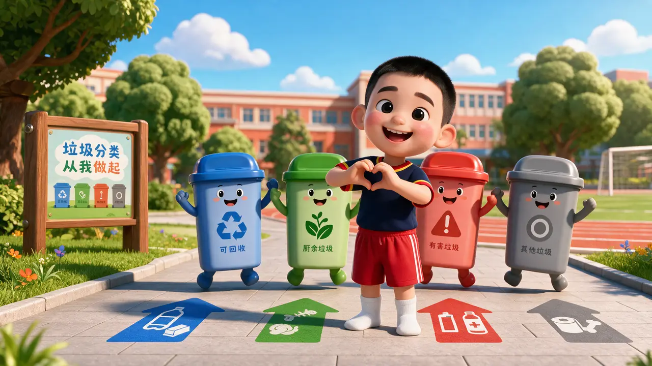 垃圾分类丨小学生课堂|视频封面-垃圾分类环保短片