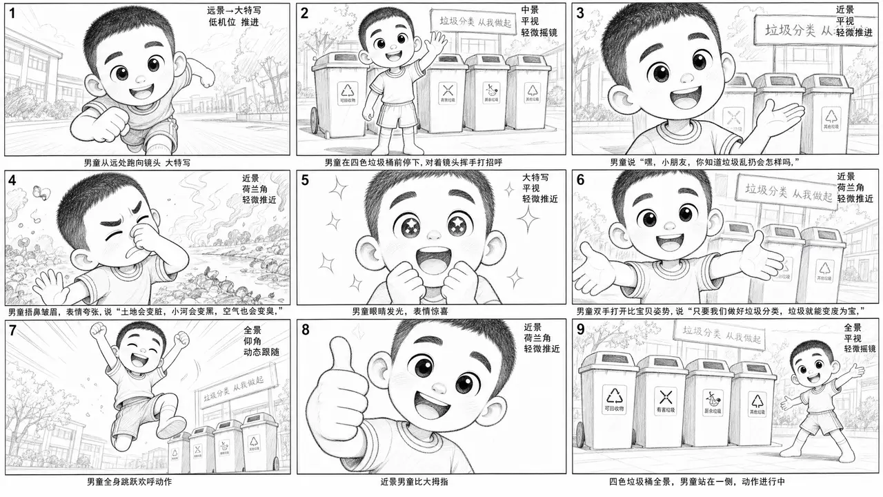 垃圾分类丨小学生课堂|分镜草图-第1张(第1段 开场引入)