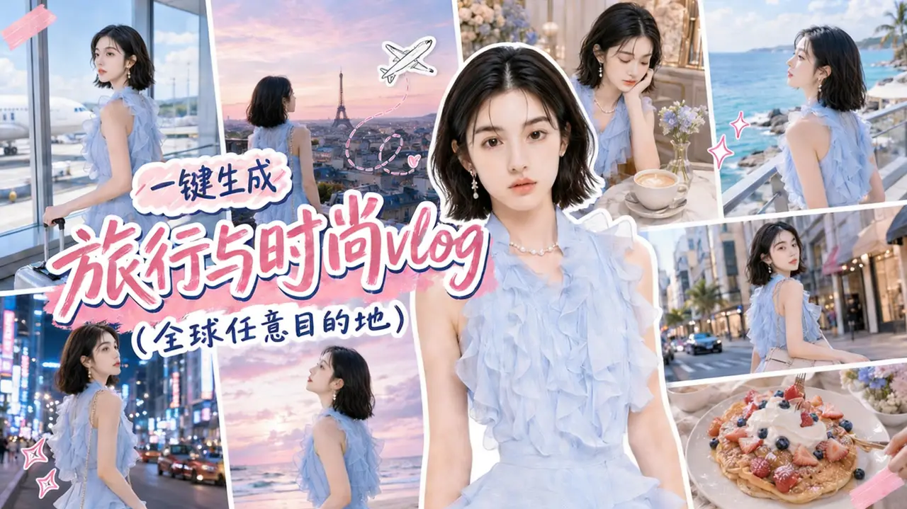 女装社媒种草❤服装品牌电商带货【真正一键成片教程与工具详细讲解】时尚旅行VLOG~服饰SKILL适合跨境男装包包内衣配饰儿童装穿搭换装极限运动服配件鞋子家具家居新潮流电子数码中老年智能穿戴产品TVC级TK抖音MV广告INS小红书杂志大片4K｜生成新媒体发布封面