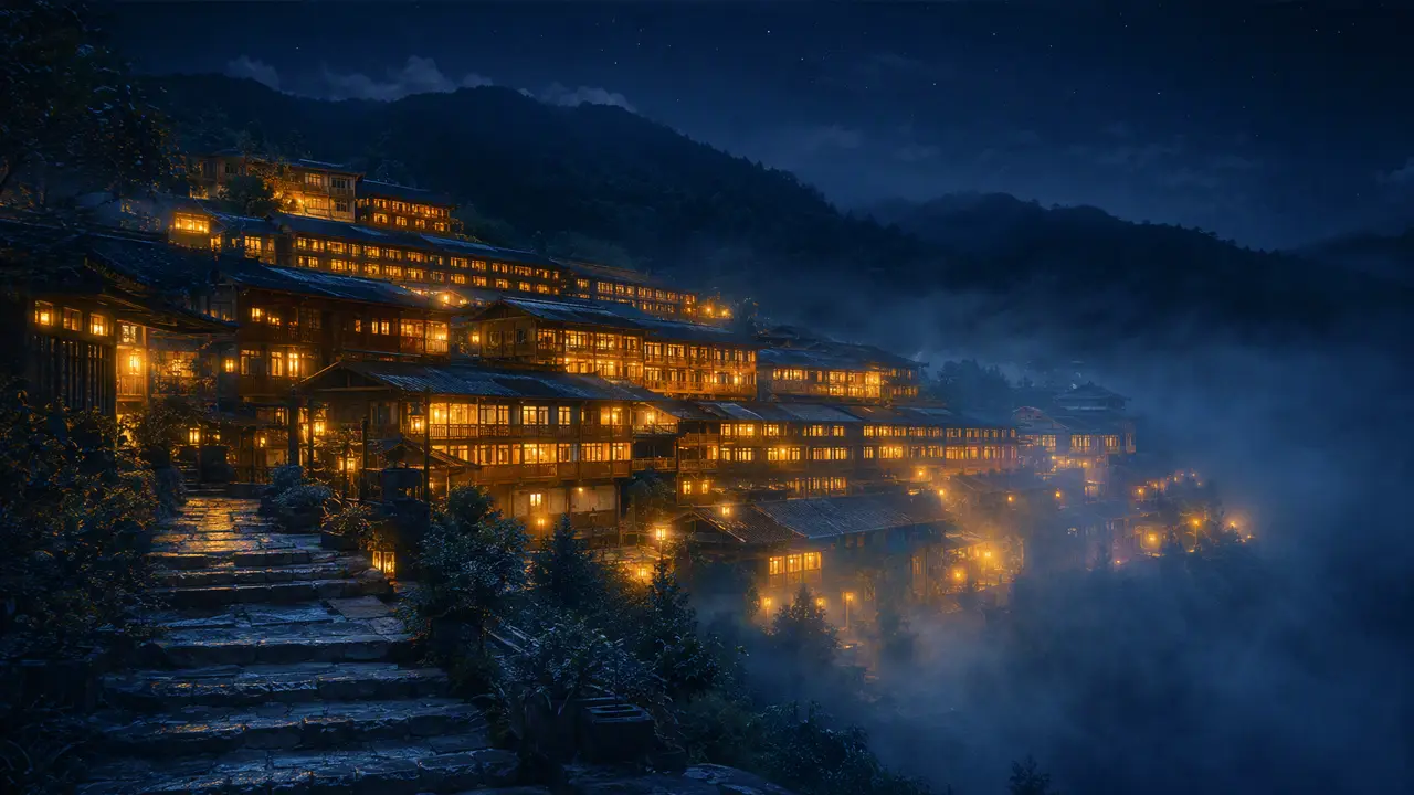在凯里苗侗风情园寻找“白居易”|康养旅居木楼夜景锚点