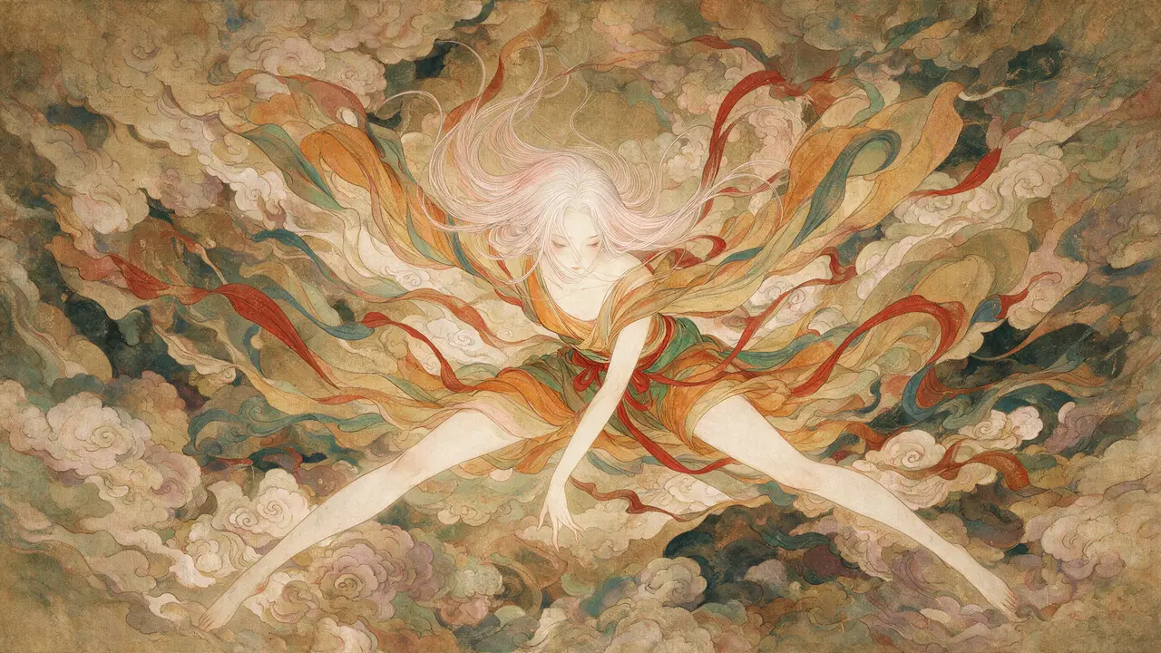 美神降临·工笔风格Skill｜银发仙女·俯冲飞天-工笔重彩