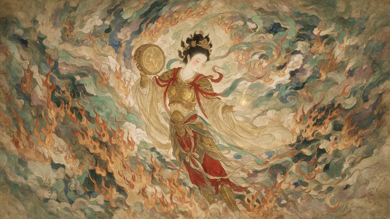 美神降临·工笔风格Skill｜雷神天女·金甲雷鼓-工笔重彩