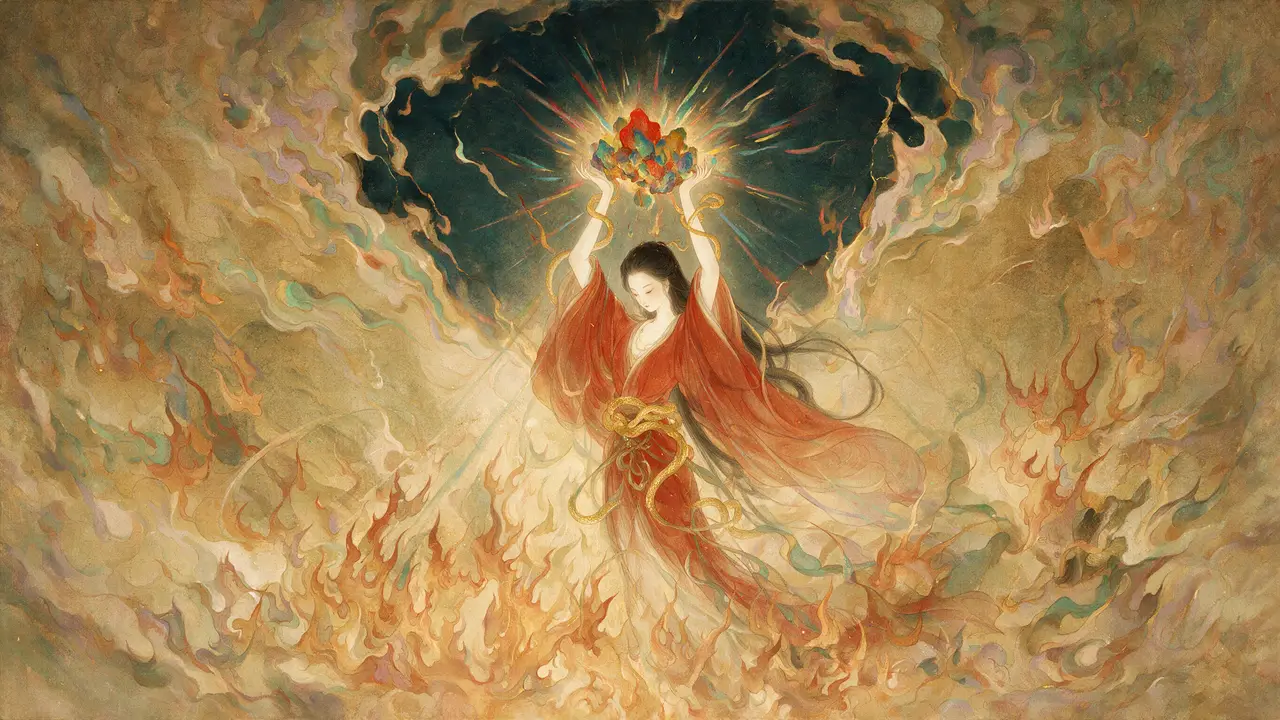 美神降临·工笔风格Skill｜女娲补天·五彩熔石-工笔重彩