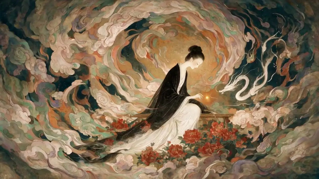 美神降临·工笔风格Skill｜黑袍仙女·白龙祥云-硬切镜头