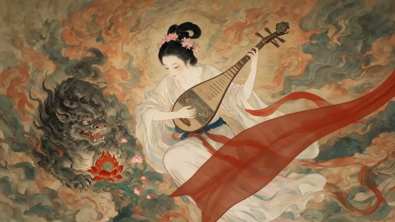 美神降临·工笔风格Skill｜琵琶仙女工笔重彩视频