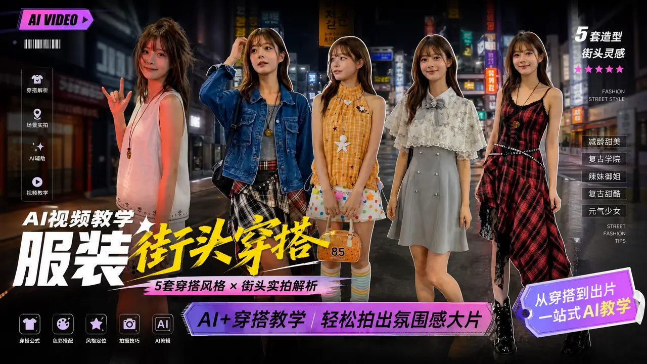服装带货街拍穿搭AI视频教程