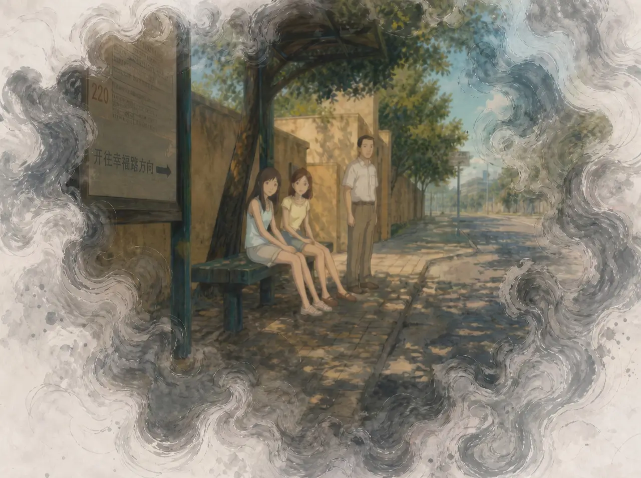 被黑烟困住的女孩|重绘