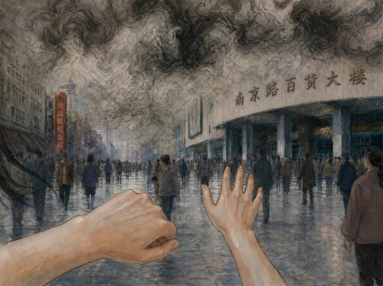 被黑烟困住的女孩|重绘