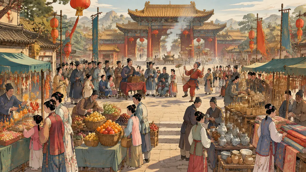 16幅画卷带你穿越600年前的盛世中国|场景12|城隍庙大集|首帧v2