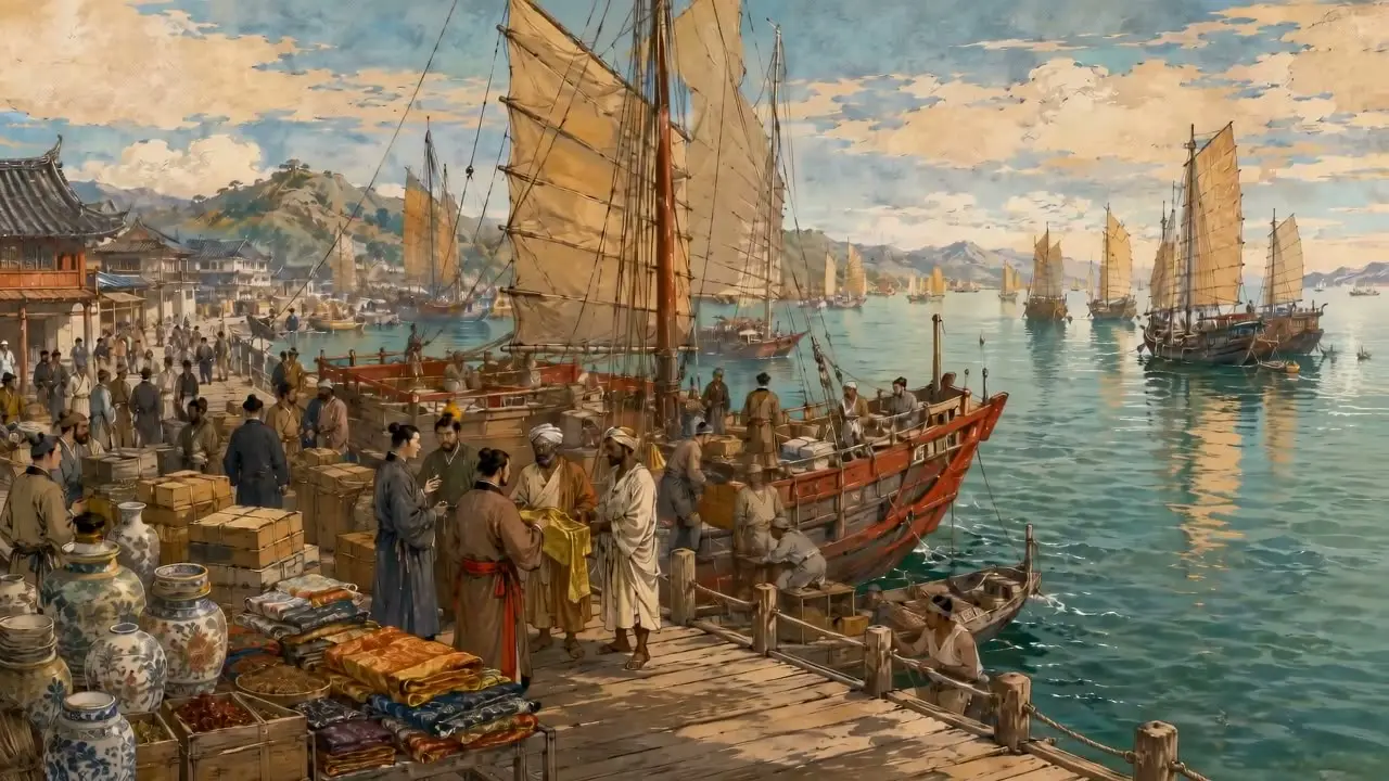 16幅画卷带你穿越600年前的盛世中国｜场景14｜泉州月港海贸｜4s
