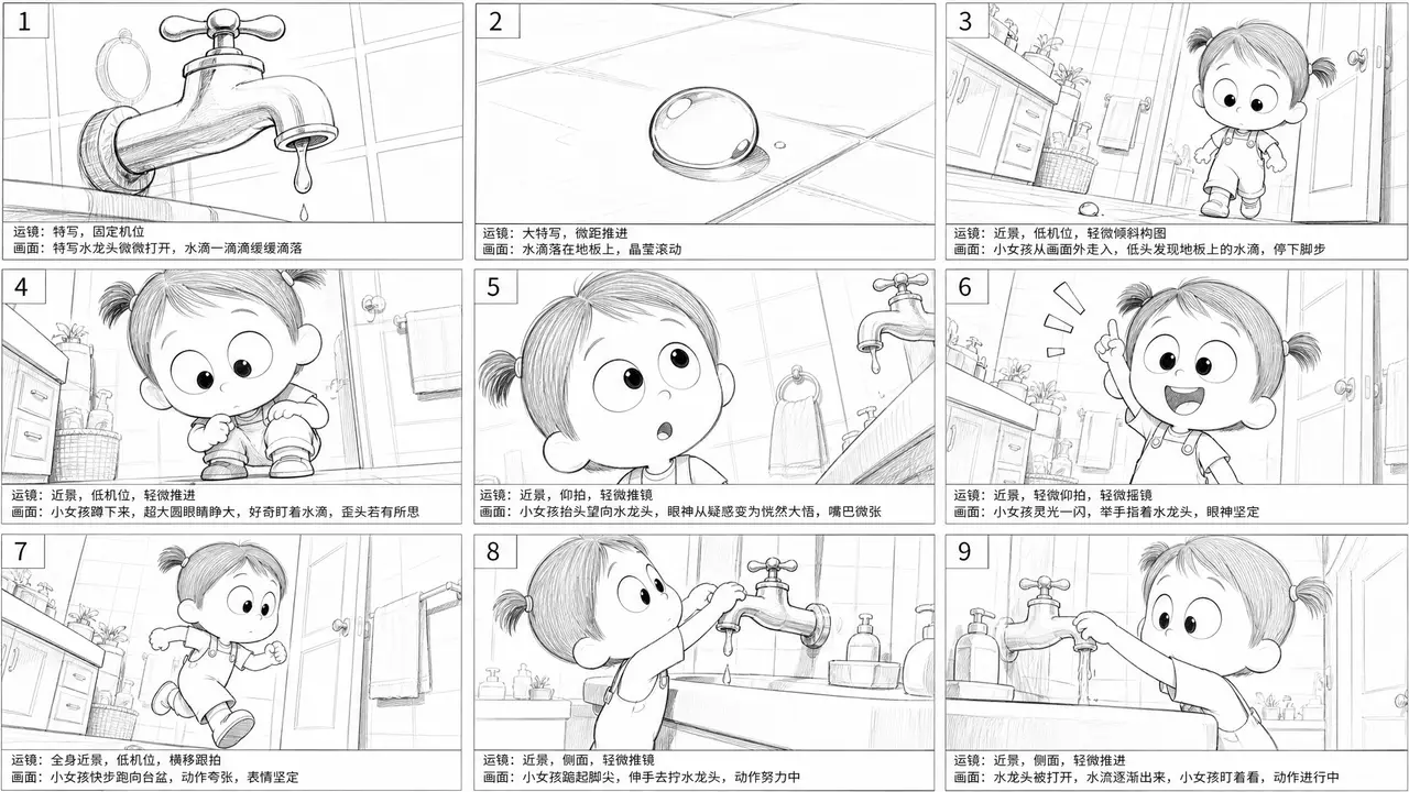 节约用水|分镜草图第1张(镜头1-5)