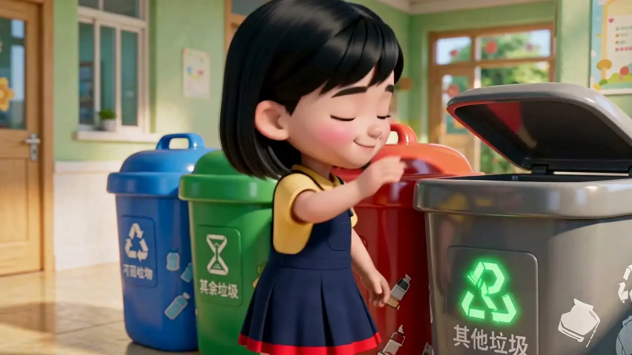 LibTV-Agent自动化创作丨垃圾分类小学生课堂｜剧情一结尾5秒·重新生成