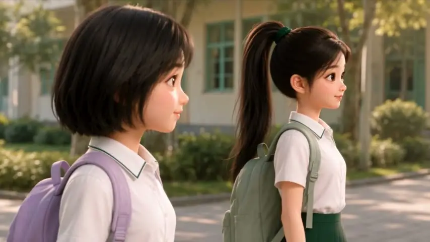 My best friend｜19段｜Seedance2.5｜480p｜C_480p_Seedance2.5_马尾与短发