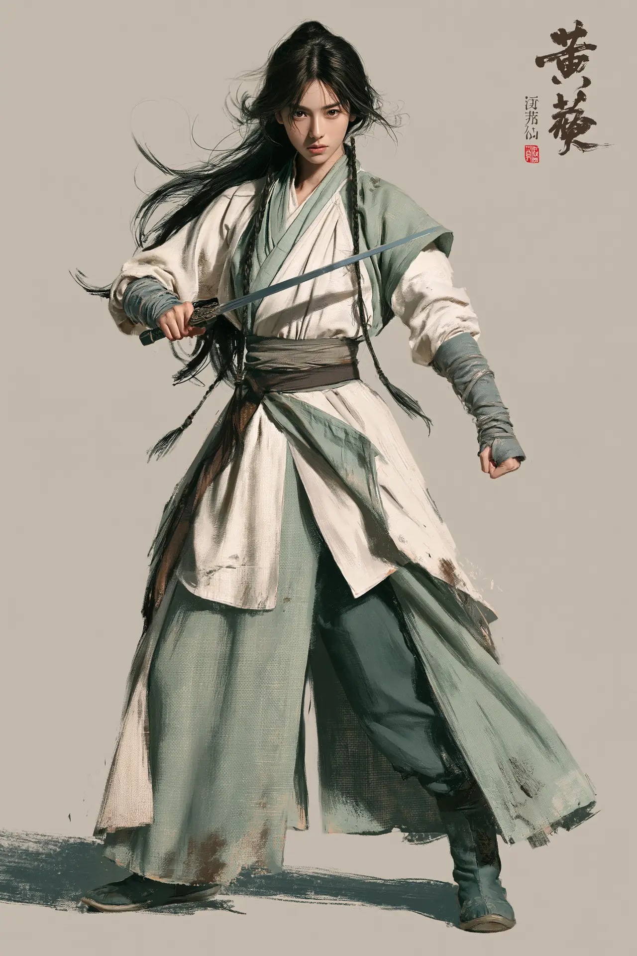 中式美学丨宋画留白风格武侠演绎|黄蓉|白底角色资产