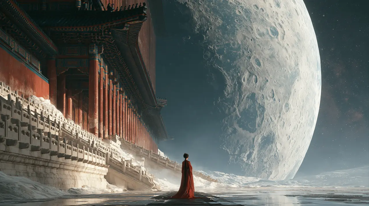 《今夕何年》中式美学月上天宫|宫阙巨构-朱红高墙阵列