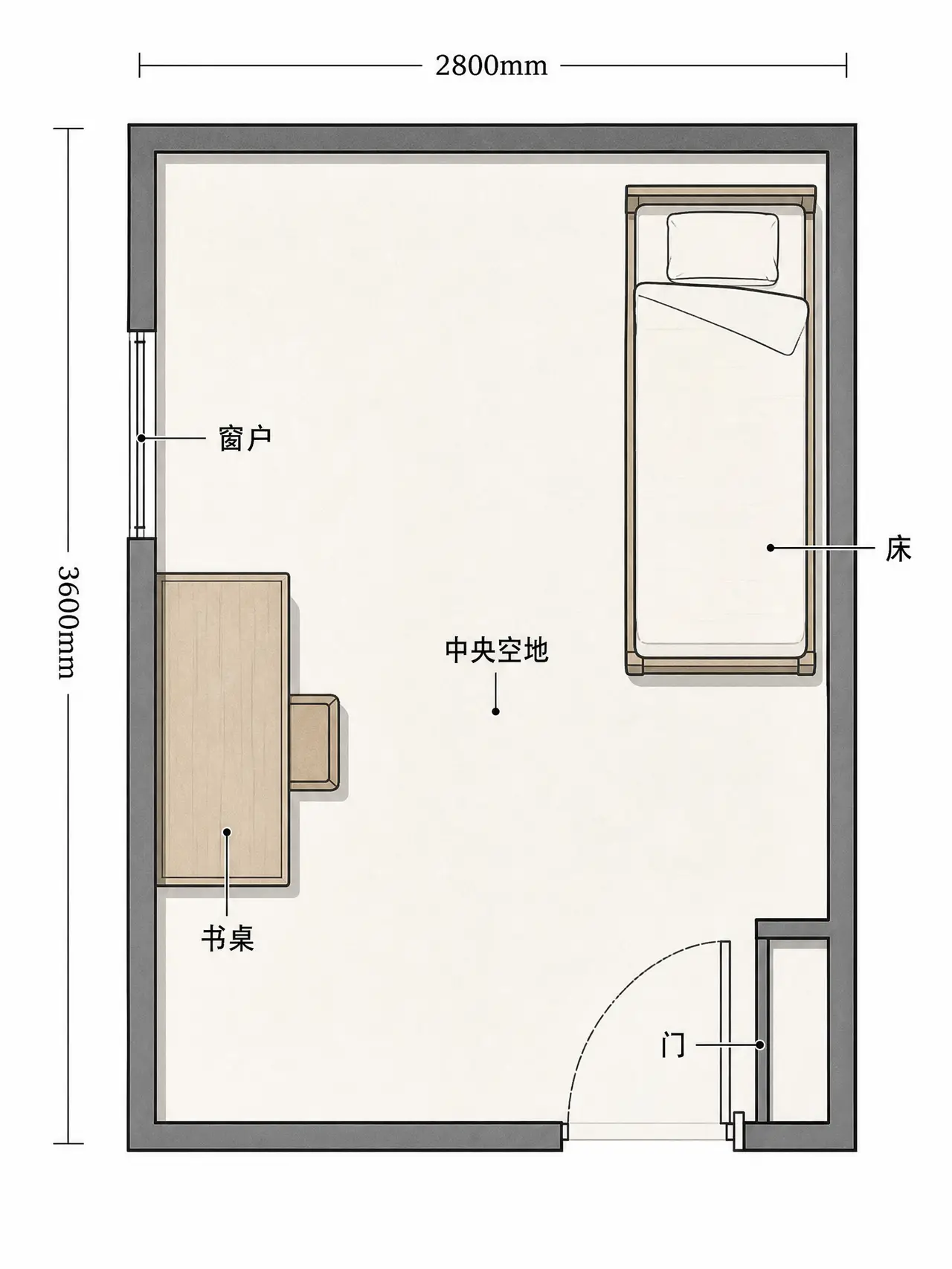 找妈妈|卧室学习区-俯视平面图