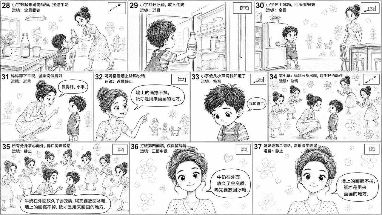 牛奶又忘放冰箱?别吼 “谁干的”!换句台词直接开挂✨|分镜草图-第4张(镜头28-37)v3
