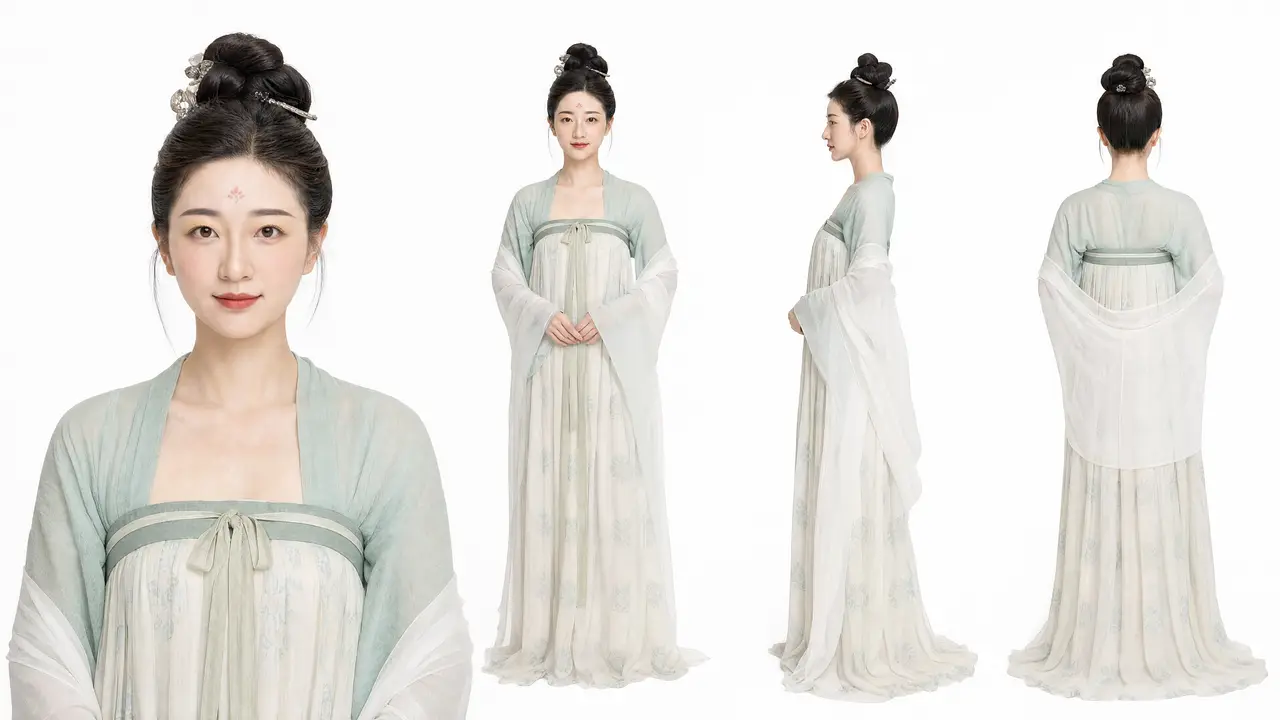 大唐长安.三彩情缘 非遗穿越短剧|A2_女主唐装_角色资产_v5(瘦身+唐代真实妆容)