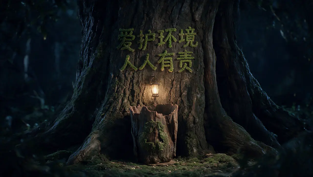 《这里是苍梧山》第四集|E04-L09-关键帧-真实苔藓叶簇手写标语-Seedream5Pro-V4
